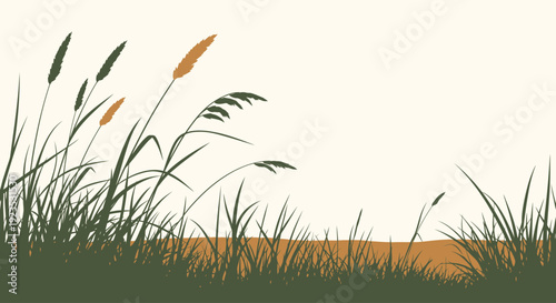 Silhouette of grass and plants illustration.