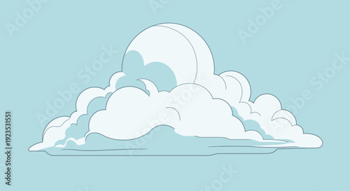 White Clouds Illustration Isolated on Blue Background.