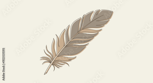 Isolated Feather on White Background Illustration.