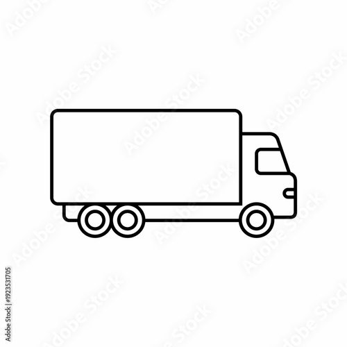 Vector box truck car line icon for app and web