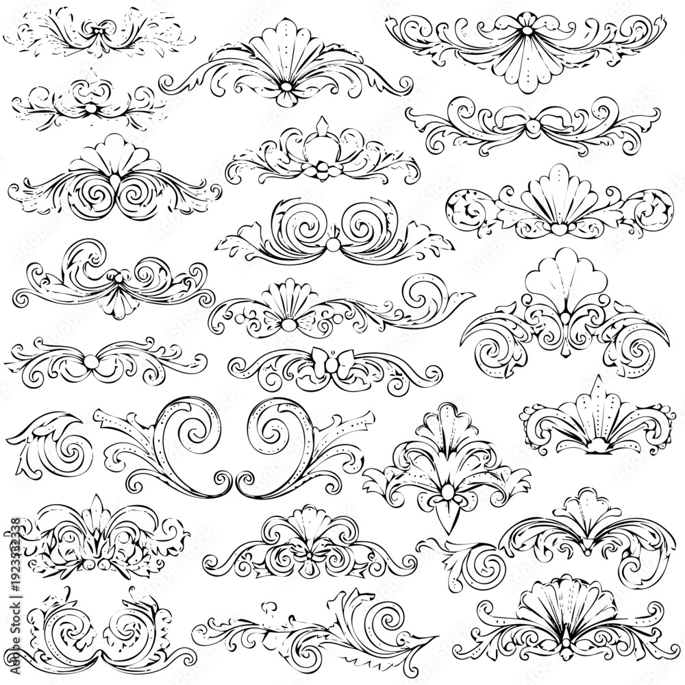 Fototapeta premium Floral decorative ornaments design elements vector