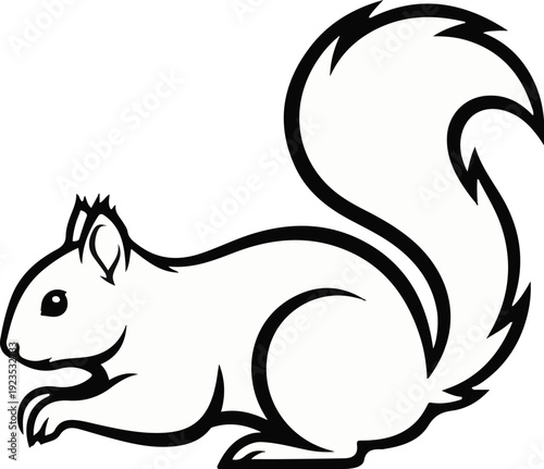 A simplified black outline drawing of a squirrel on a white background