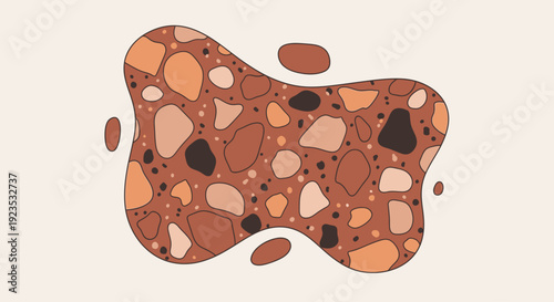 Brown Chocolate Chip Cookie Crumb Illustration.