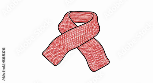 A red knitted scarf is depicted, tied into a loop, isolated on a white background