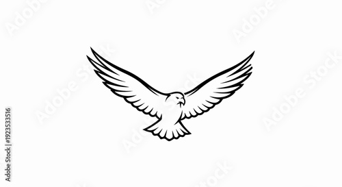 A stylized outline drawing of a bird of prey with wings outstretched