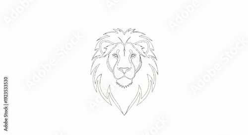 A stylized, outline drawing of a lion's head with a full mane