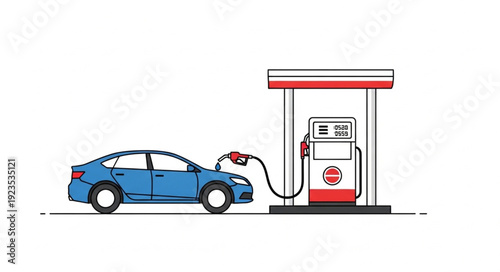 Car Refueling at Gas Station.