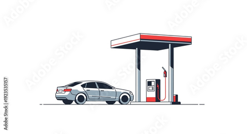 Car Refueling at Gas Station.