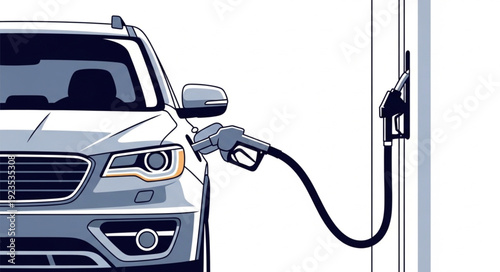 Car Refueling at Gas Station.