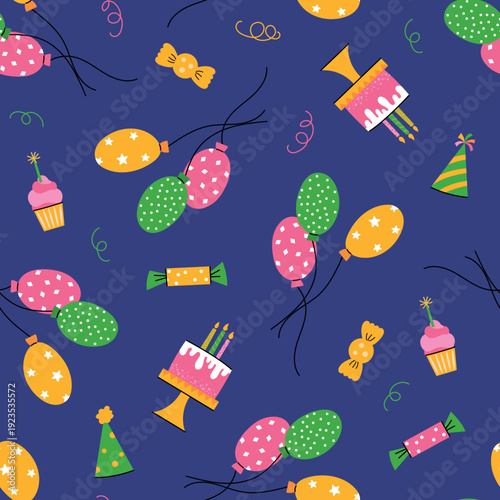 Birthday Party Elements Pattern. Endless textures for your design