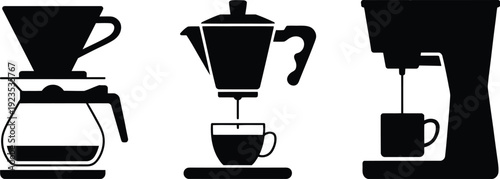 Coffee Brewing Method Silhouette Icons
