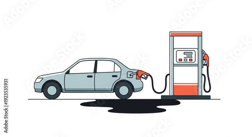Car Refueling at Gas Pump Station.
