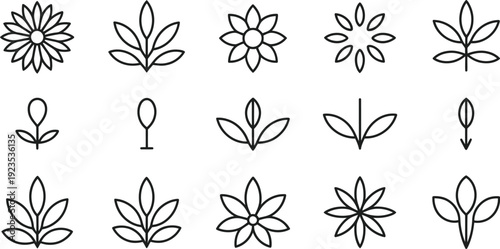 Minimalist Linear Botanical Icon Set