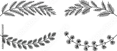Hand-Drawn Pine and Fir Borders
