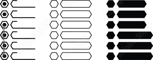 Geometric Hexagon List UI Elements