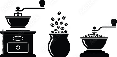 Vintage Manual Coffee Grinder Icons