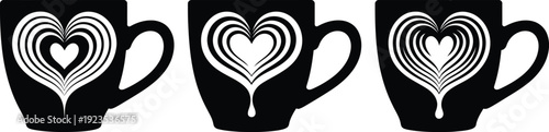 Latte Art Coffee Cup Silhouettes