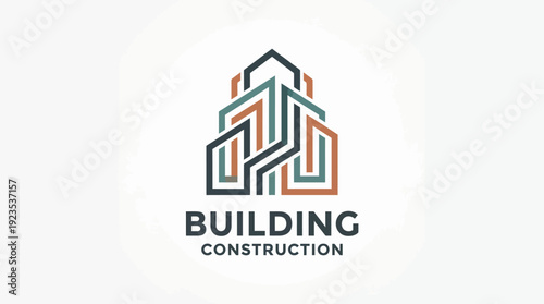 This dynamic logo design depicts interlocking architectural shapes, emphasizing construction and design. Ideal for construction and architecture firms focusing on innovation.