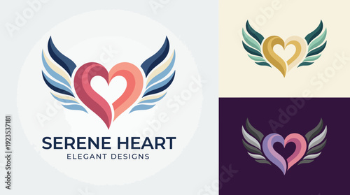 A beautifully crafted logo featuring a heart with wings. It symbolizes love, freedom, and elegance, merging emotional expressions with artistic design for a captivating visual appeal.