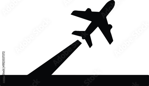 silhouette airplane taking off runway vector design