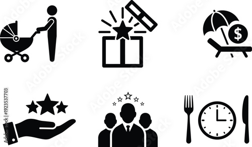 black and white business icons for web and mobile applications