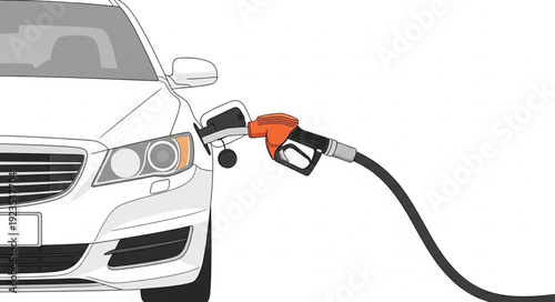 Car Refueling at Gas Station Pump.