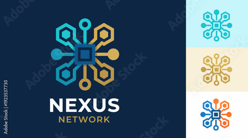 This logo illustrates a modern, interconnected network symbol, emphasizing technology and connectivity, making it ideal for businesses focused on innovation and collaboration in the digital space.