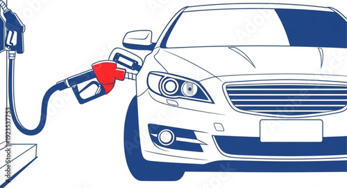 Car Refueling at Gas Station Pump.