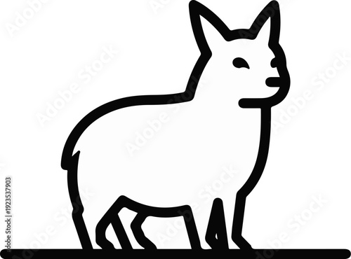 A simple black line icon of a quadruped animal with pointed ears