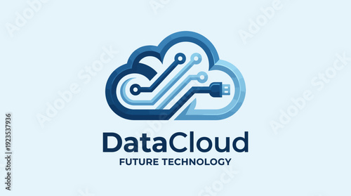 This logo represents a cloud with interconnected pathways, symbolizing future technology and digital connectivity, suitable for cloud services or tech startups.