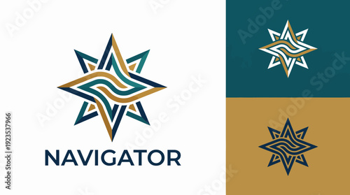 This logo features a star design with flowing lines, symbolizing navigation, exploration, and guidance through life's journeys and decisions in a modern, sleek style.