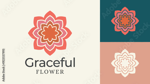 This logo showcases a beautifully layered flower design with warm earth tones, symbolizing elegance, beauty, and the essence of nature in floral arrangements.