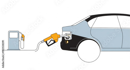 Car Refueling at Gas Station.