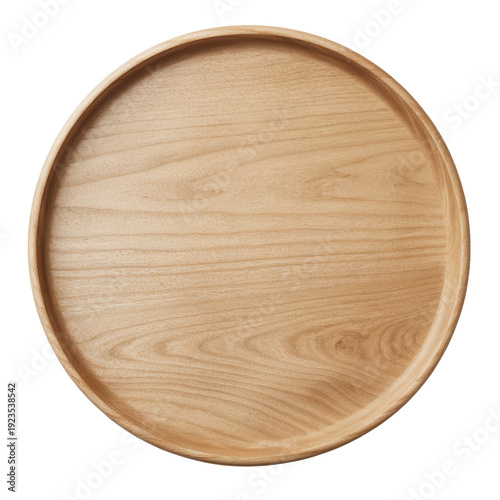 wooden round tray isolated on white background