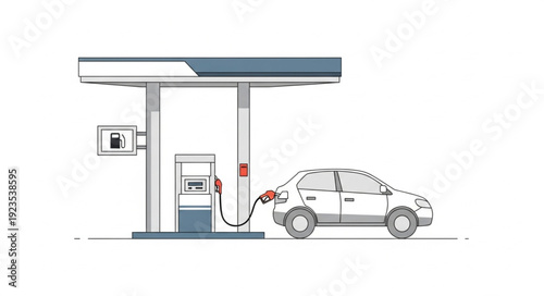 Car Refueling at Gas Station Pump.