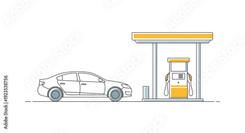Car Refueling at Gas Station Pump.