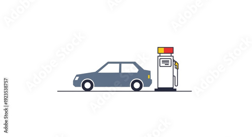 Car Refueling at Gas Station Pump.