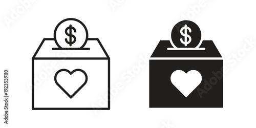 Money donation icon illustration isolated on White background, Vector icon Eps10.