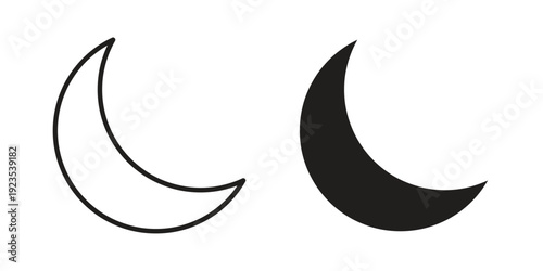 Moon icon illustration isolated on White background, Vector icon Eps10.