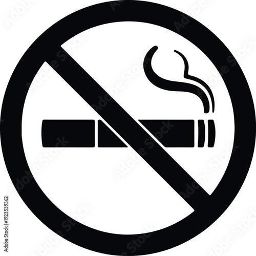 silhouette no smoking sign with cigarette and smoke vector design