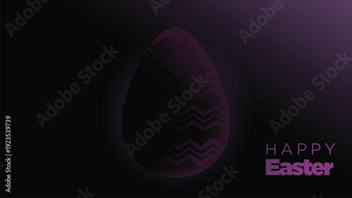 big abstract easter egg in dark backgorund. for happy easter modern clean mysterious feeling. abstract easter egg vector illustration.