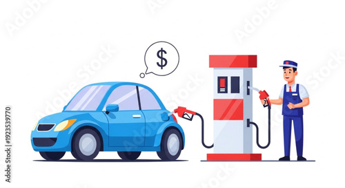 Car Refueling at Gas Station.