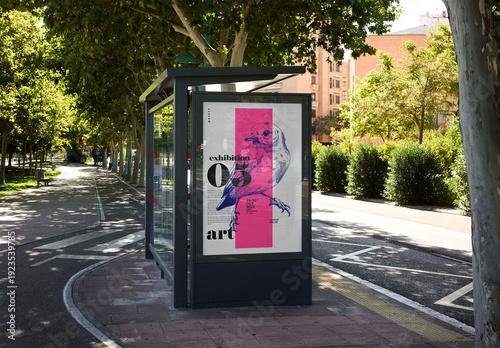 Mockup Of Customizable Poster On Bus Stop
