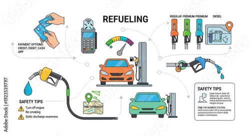 Car Refueling Process Illustration Details.