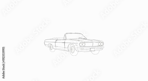 A minimalist line drawing of a classic convertible automobile