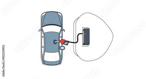 Car Refueling with Gas Pump Nozzle.