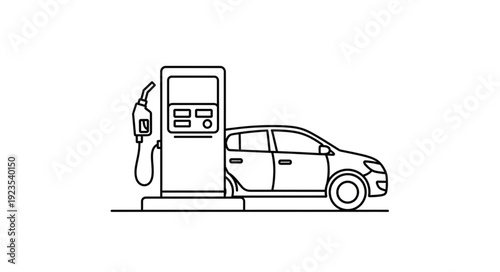 Car Refueling at Gas Station Pump.