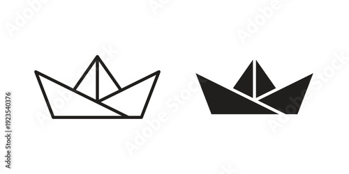 Paper boat icon illustration isolated on White background, Vector icon Eps10.