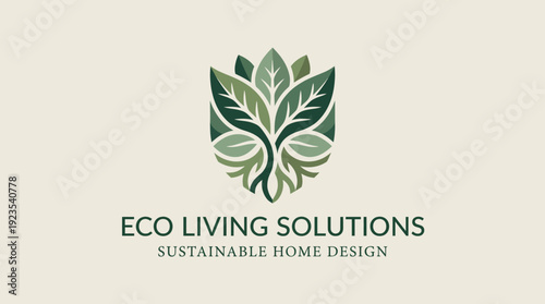 This logo represents eco living solutions with a stylized leaf design, showcasing sustainability and environmental awareness, ideal for green home initiatives.