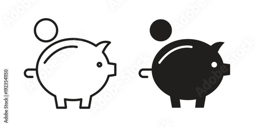 Piggy bank icon illustration isolated on White background, Vector icon Eps10.